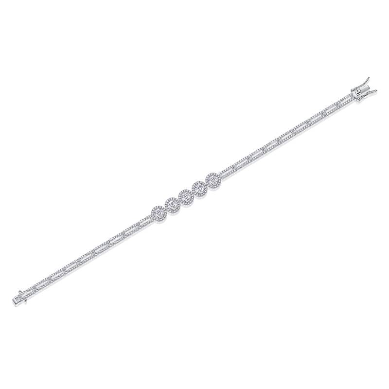 L13878款S925银镀18K白金Moissanite满镶Bracelet2.85ct