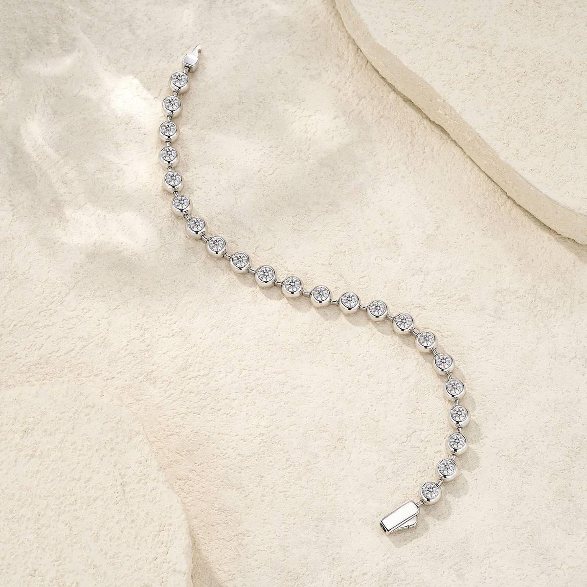 L15872款S925银镀18K白金泡泡莫桑钻手链2.2ct