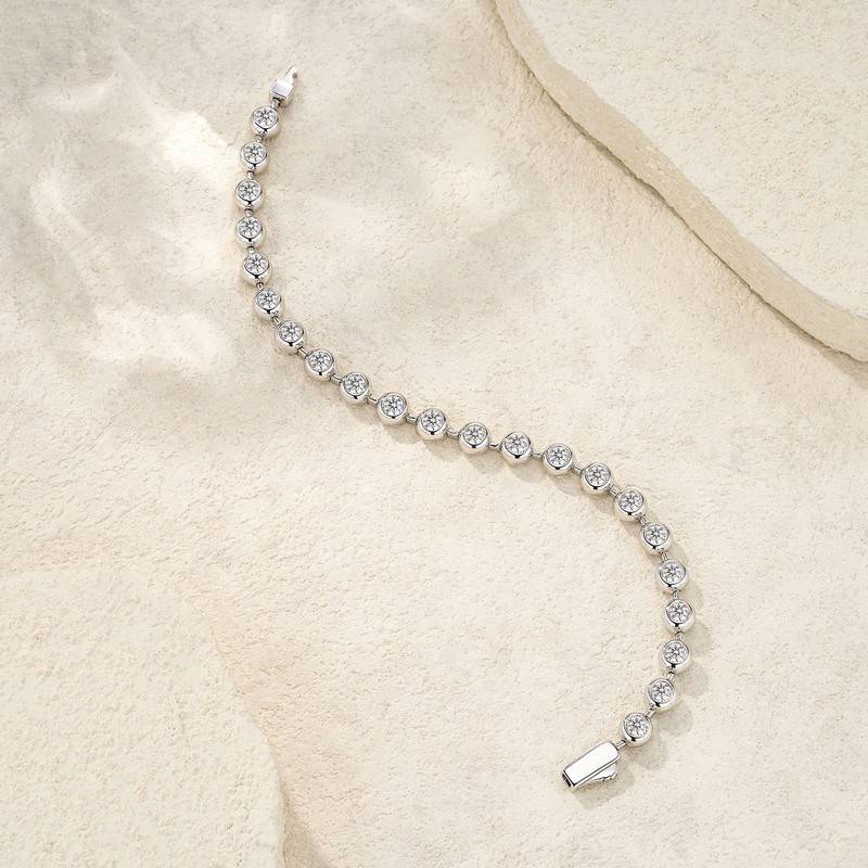 L15872款S925银镀18K白金泡泡莫桑钻手链2.2ct