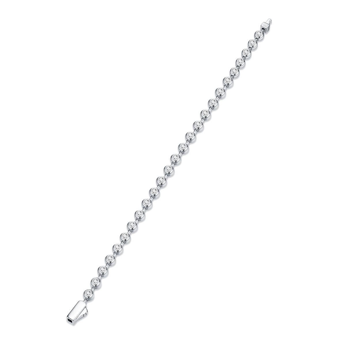L15872款S925银镀18K白金泡泡莫桑钻手链2.2ct