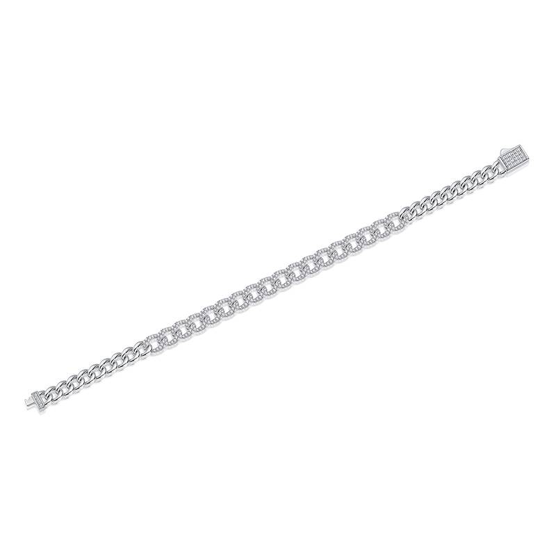 L13731款S925银镀18K白金MoissaniteExquisite古巴Bracelet1.44ct