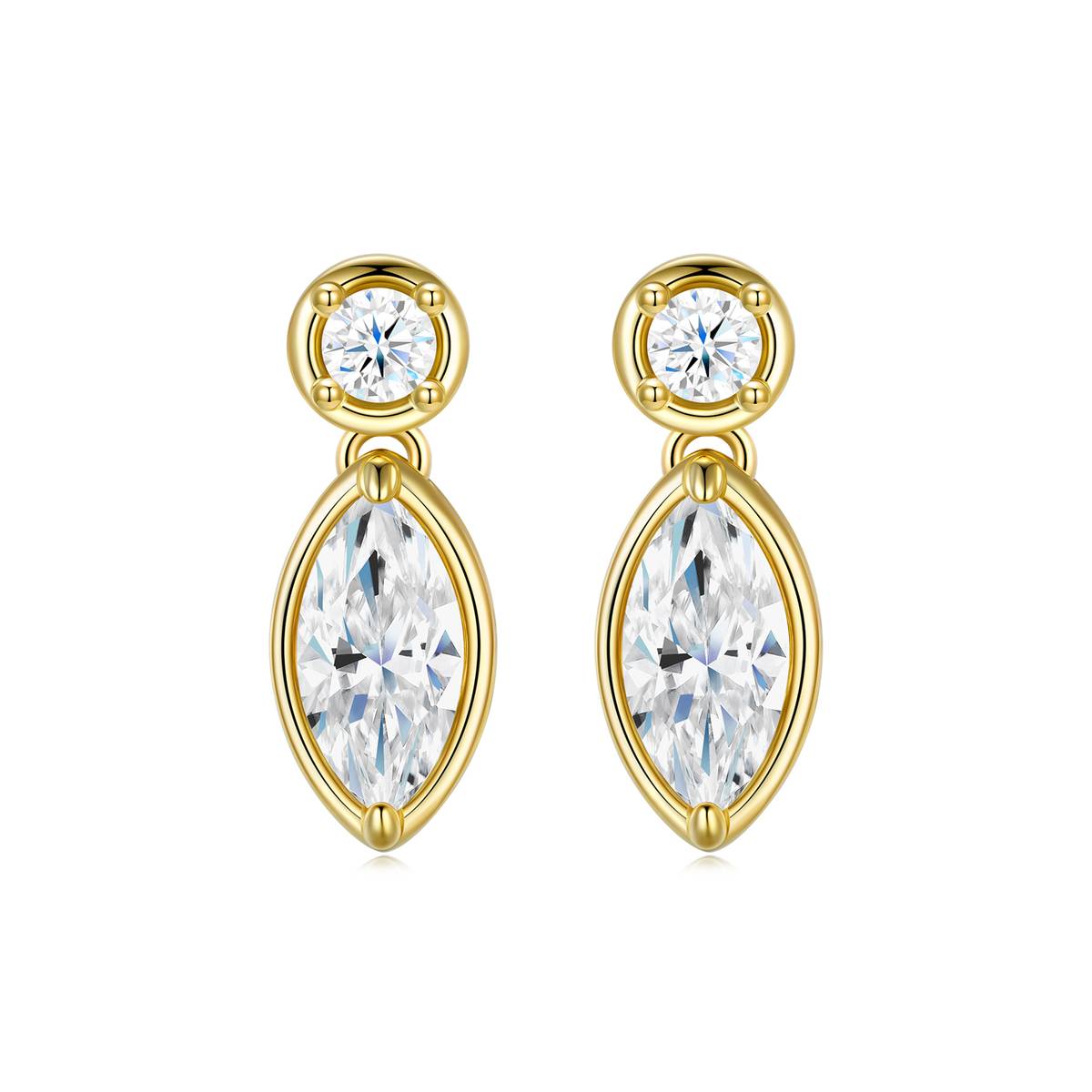 E15950款S925银镀18K黄金MoissaniteAffordable LuxuryStud Earring2.4ct