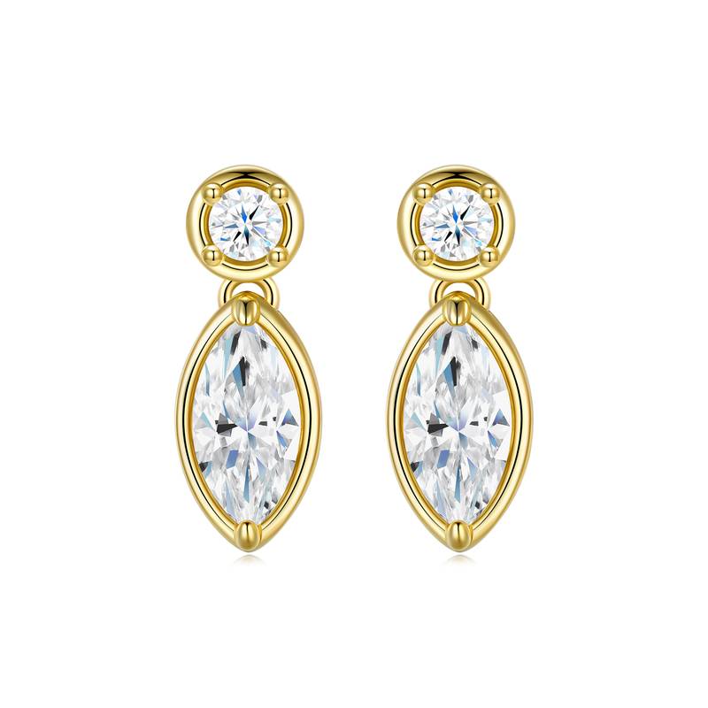 E15950款S925银镀18K黄金MoissaniteAffordable LuxuryStud Earring2.4ct