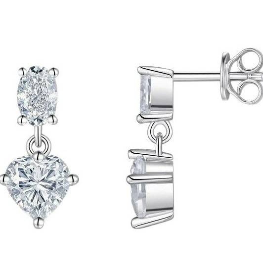 E15503款S925银镀18K白金MoissaniteAffordable LuxuryStud Earring3.0ct