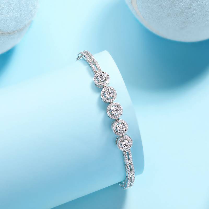 L13878款S925银镀18K白金Moissanite满镶Bracelet2.85ct