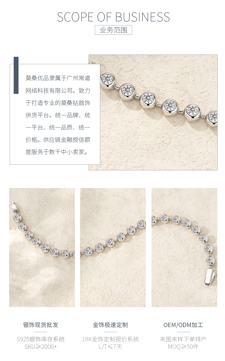 L15872款S925银镀18K白金泡泡莫桑钻手链2.2ct - 3