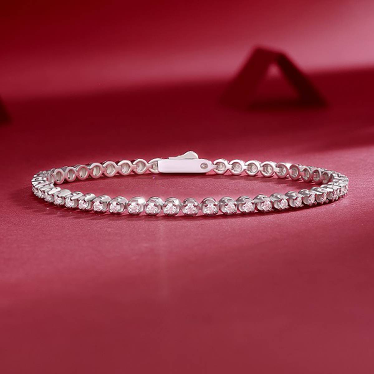 L12877款S925银镀18K白金Moissanite满钻Bracelet1.41ct