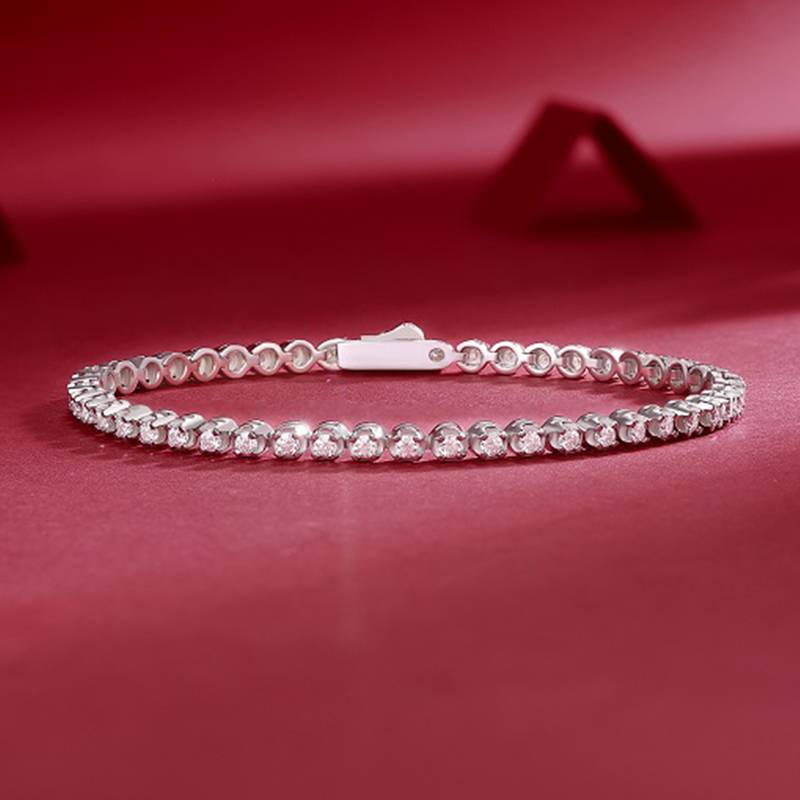 L12877款S925银镀18K白金Moissanite满钻Bracelet1.41ct