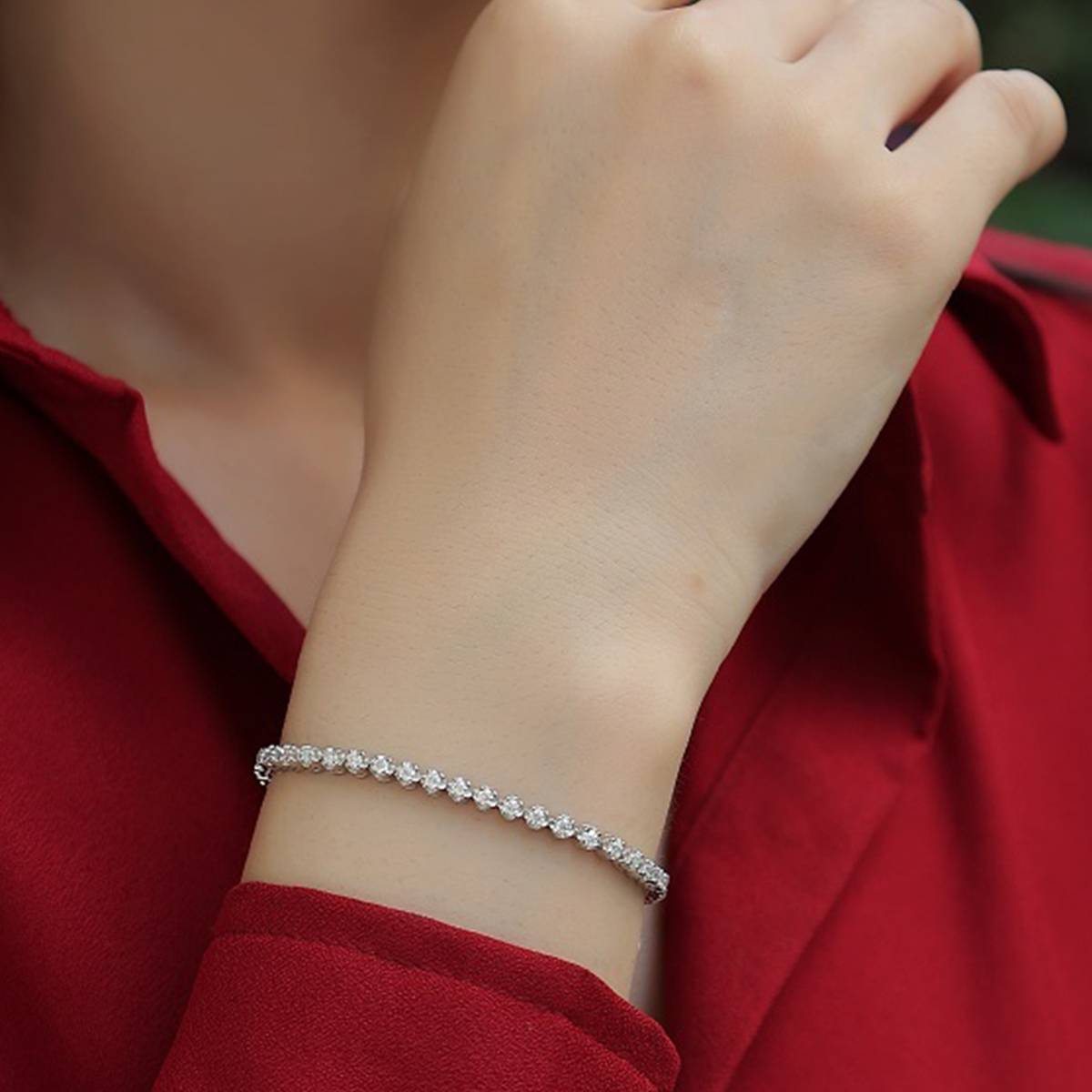 L12877款S925银镀18K白金Moissanite满钻Bracelet1.41ct