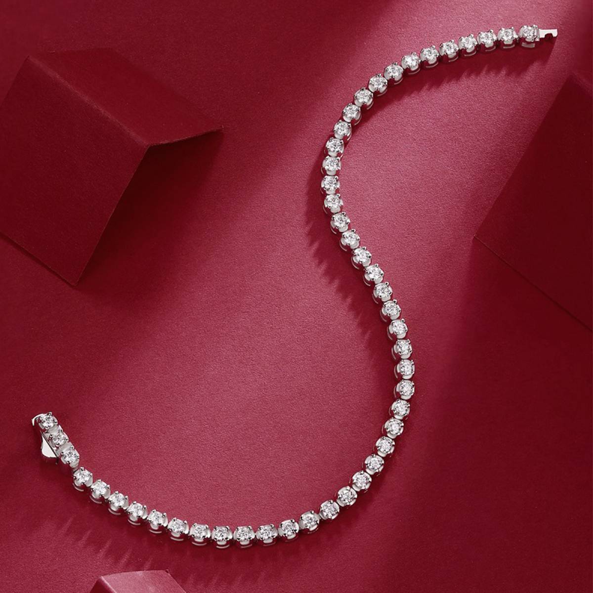 L12877款S925银镀18K白金Moissanite满钻Bracelet1.41ct