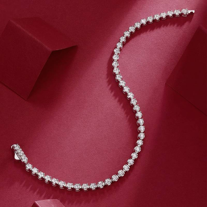 L12877款S925银镀18K白金Moissanite满钻Bracelet1.41ct