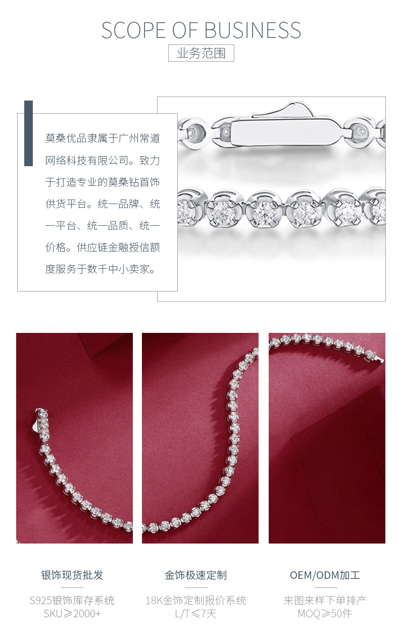 L12877款S925银镀18K白金莫桑钻满钻手链1.41ct - 3