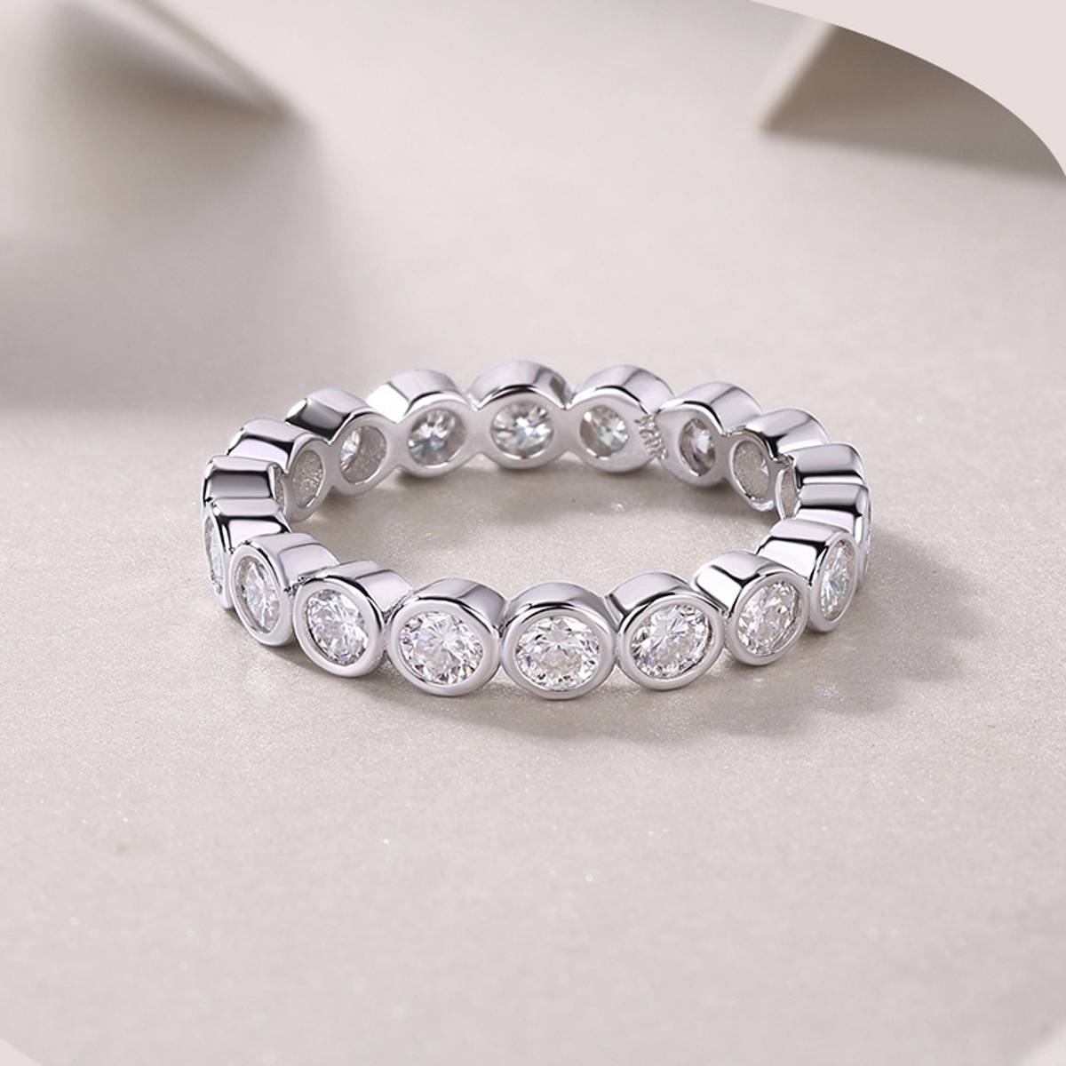 R13125-3.0款S925银镀18K白金满镶Moissanite浑身Ring1.8ct