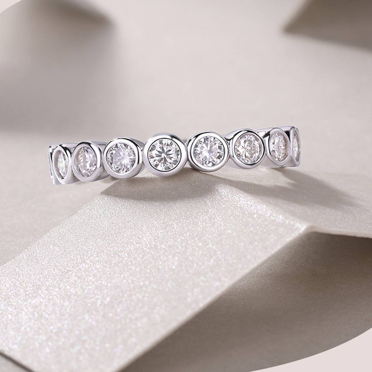 R13125-3.0款S925银镀18K白金满镶Moissanite浑身Ring1.8ct