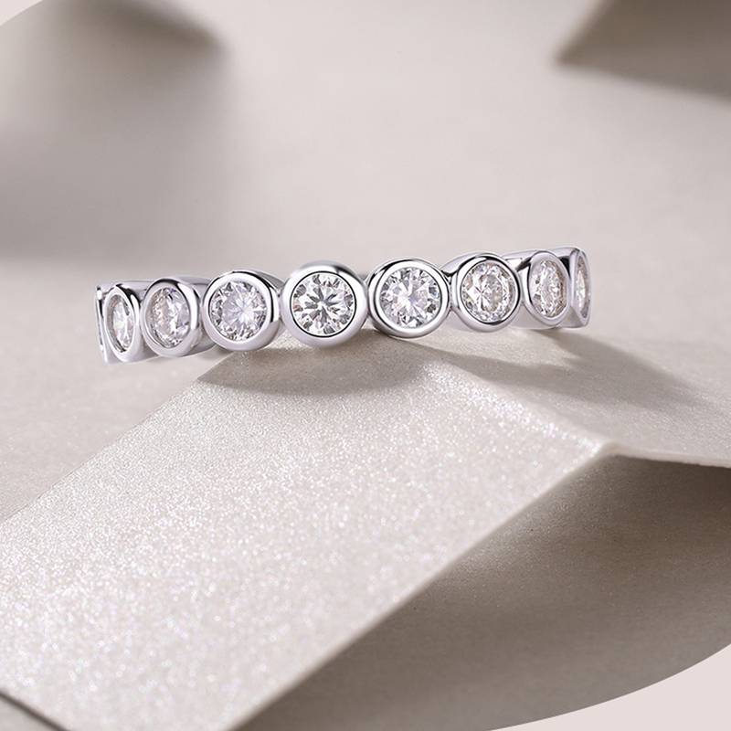 R13125-3.0款S925银镀18K白金满镶Moissanite浑身Ring1.8ct