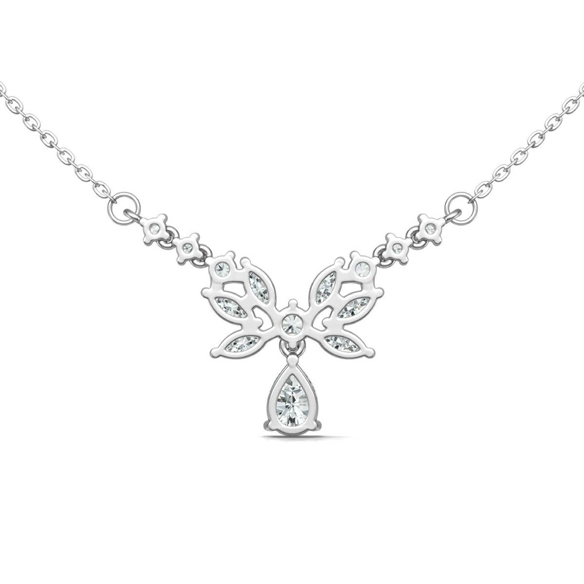 N16328款S925银镀18K白金水滴Moissanite群镶Affordable Luxury锁骨链3.44ct