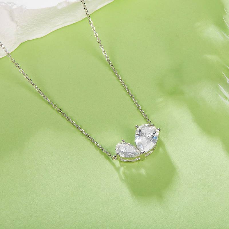 31O款S925银镀18K白金水滴形Moissanite闪烁Affordable LuxuryNecklace3.0ct