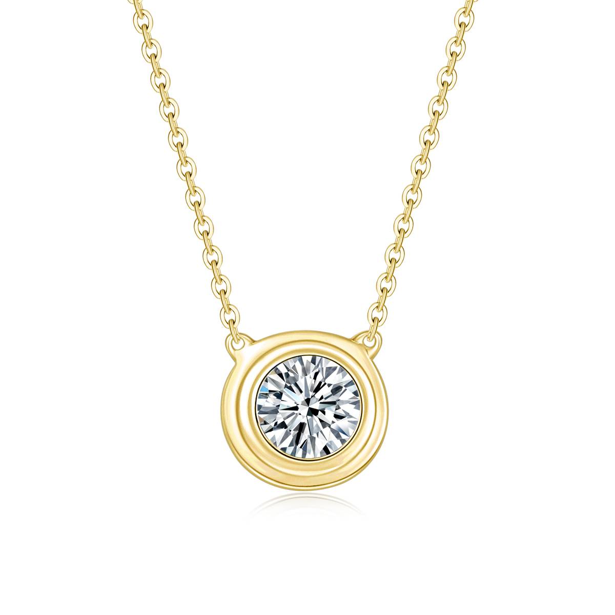 P58007款S925银镀18K白金飞碟MoissaniteNecklace1.0ct