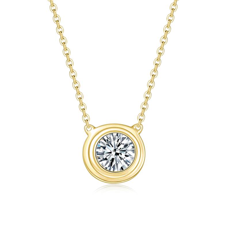 P58007款S925银镀18K白金飞碟MoissaniteNecklace1.0ct