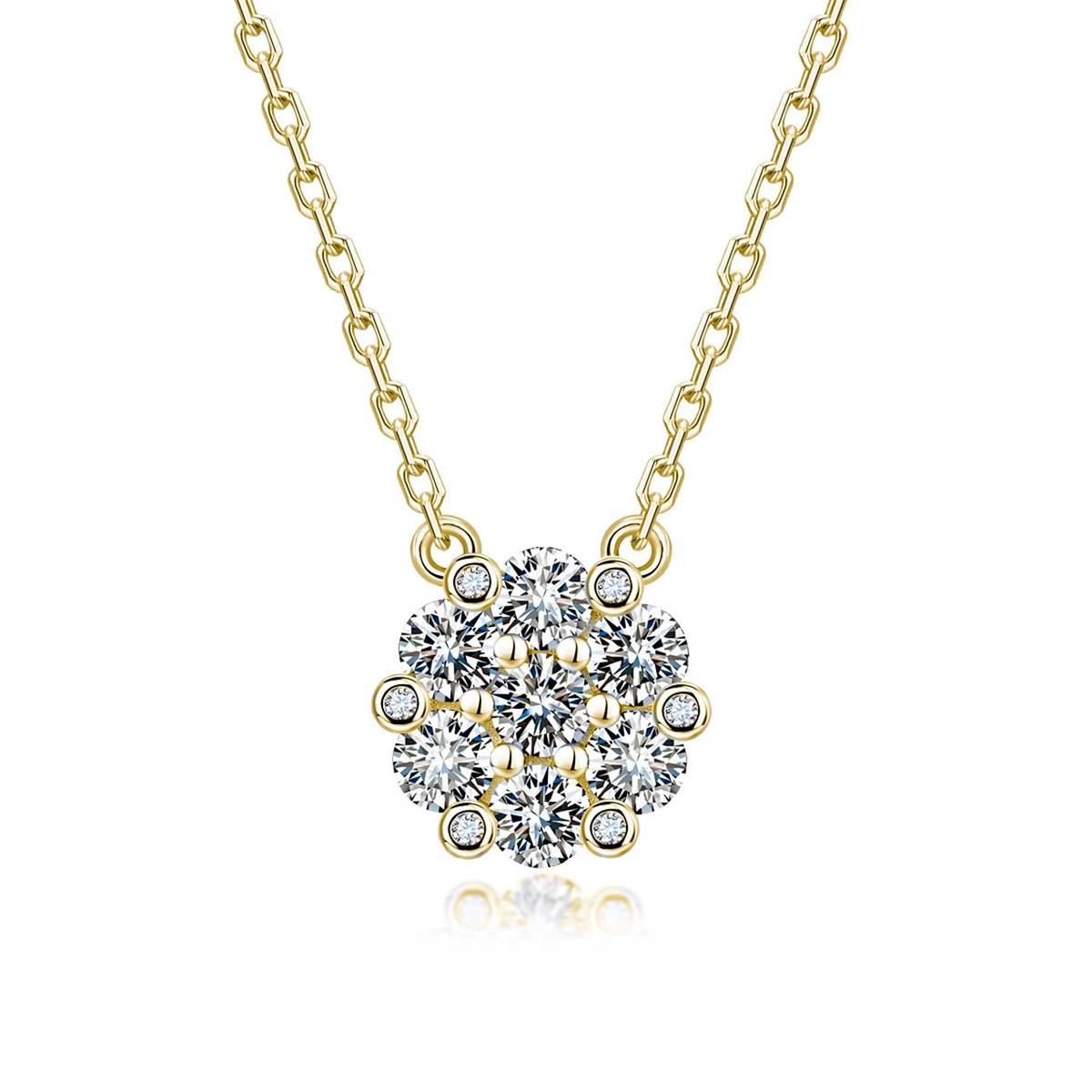 SN0243802款S925银镀18K金Moissanite花团锦簇Necklace0.74ct