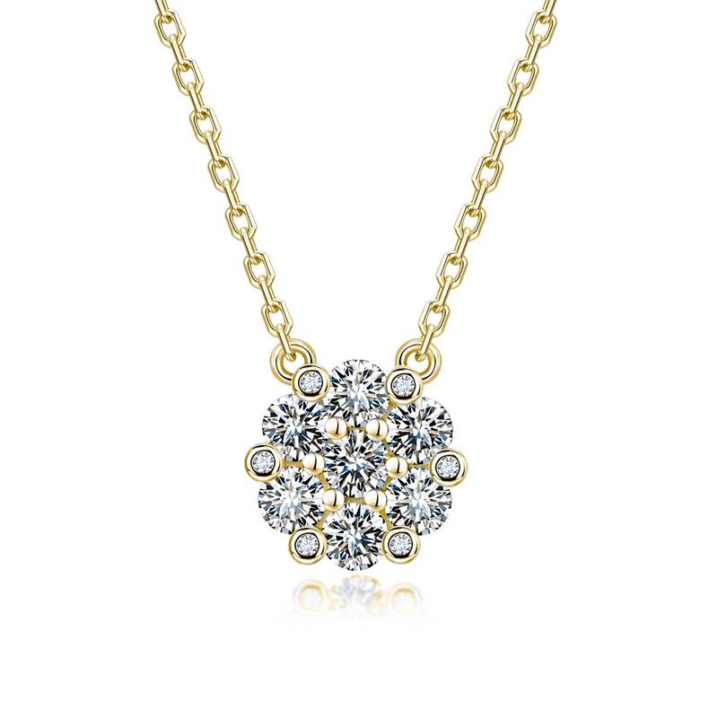 SN0243802款S925银镀18K金Moissanite花团锦簇Necklace0.74ct