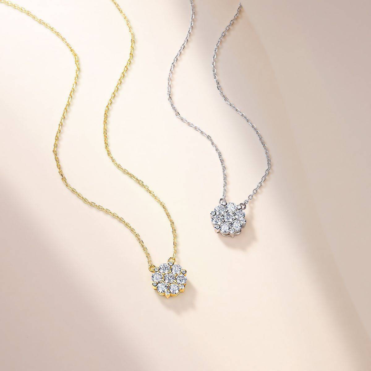 SN0243802款S925银镀18K金Moissanite花团锦簇Necklace0.74ct