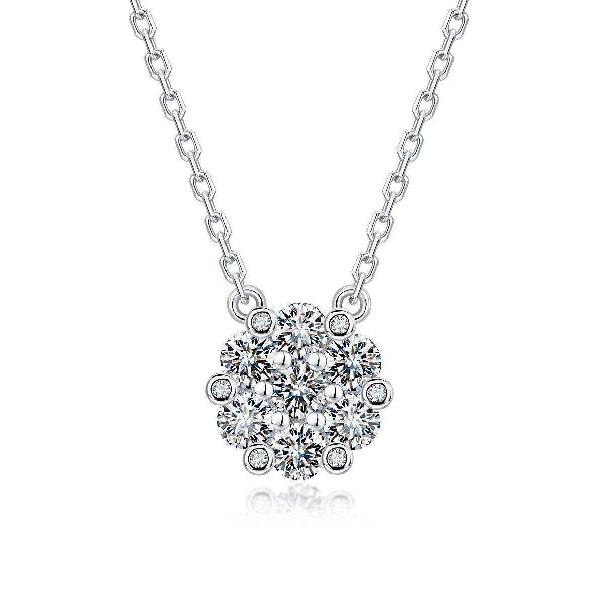 SN0243802款S925银镀18K金Moissanite花团锦簇Necklace0.74ct