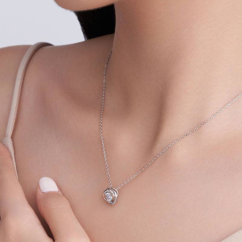 SP0122807款S925银镀18K金莫桑钻幸福环绕项链0.5ct