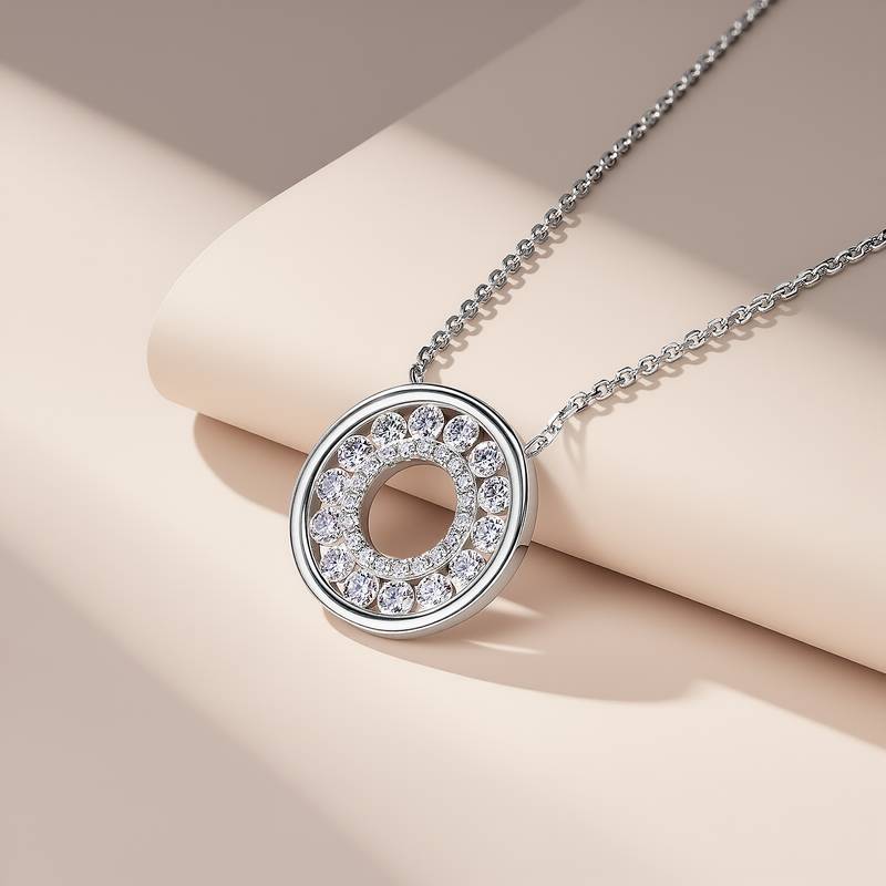 SN0221202款S925银镀18K金Moissanite圆满Necklace1.03ct