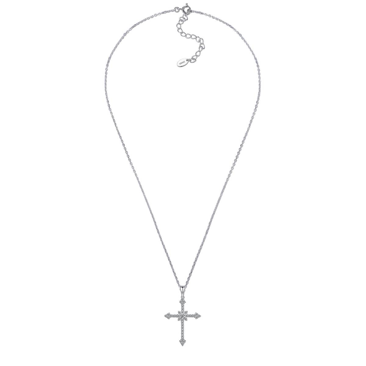 SP0523102款S925银镀18K金Moissanite十字架Necklace0.6ct
