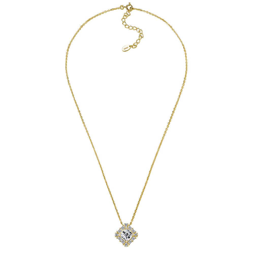SN0221302款S925银镀18K金Moissanite甜蜜方糖Necklace2.76ct