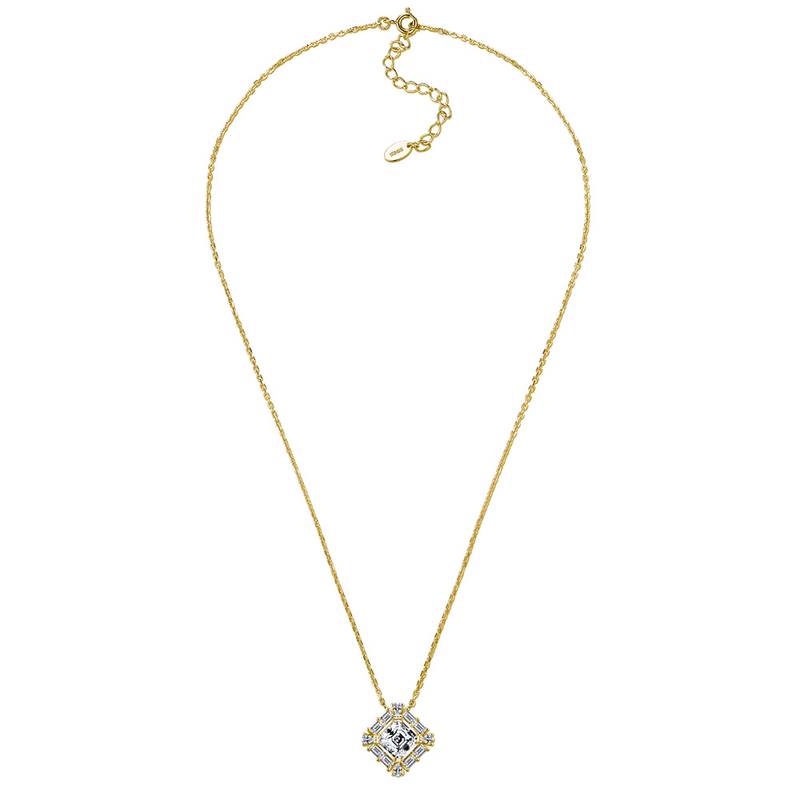 SN0221302款S925银镀18K金Moissanite甜蜜方糖Necklace2.76ct