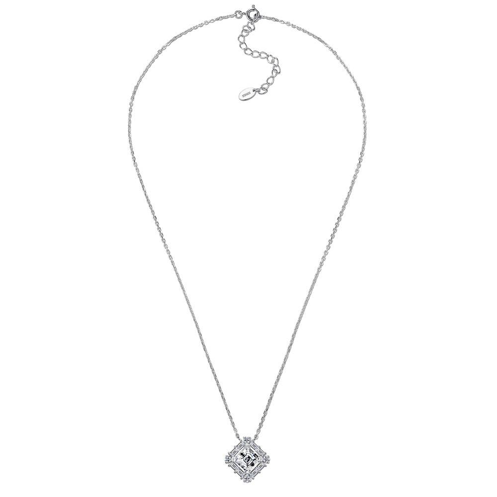 SN0221302款S925银镀18K金Moissanite甜蜜方糖Necklace2.76ct