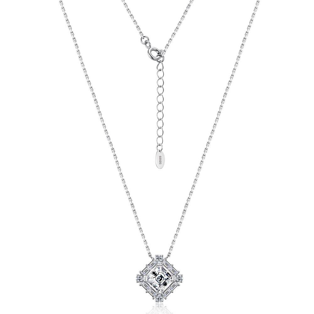 SN0221302款S925银镀18K金Moissanite甜蜜方糖Necklace2.76ct