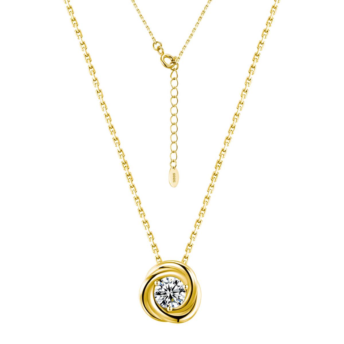 SP0122807款S925银镀18K金莫桑钻幸福环绕项链0.5ct