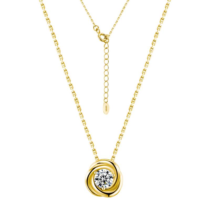 SP0122807款S925银镀18K金莫桑钻幸福环绕项链0.5ct