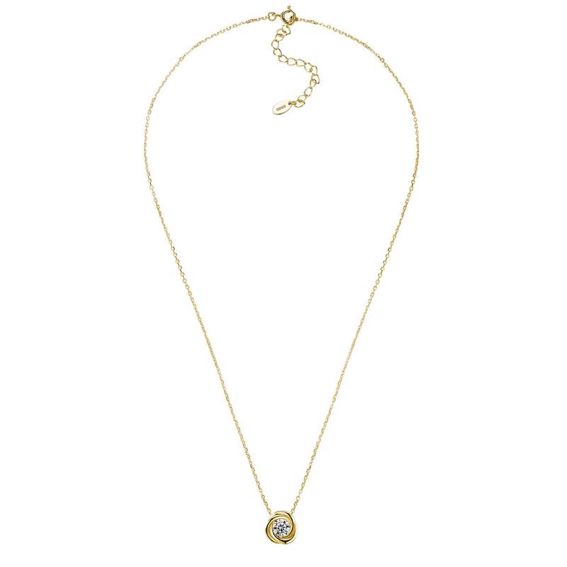 SP0122807款S925银镀18K金莫桑钻幸福环绕项链0.5ct