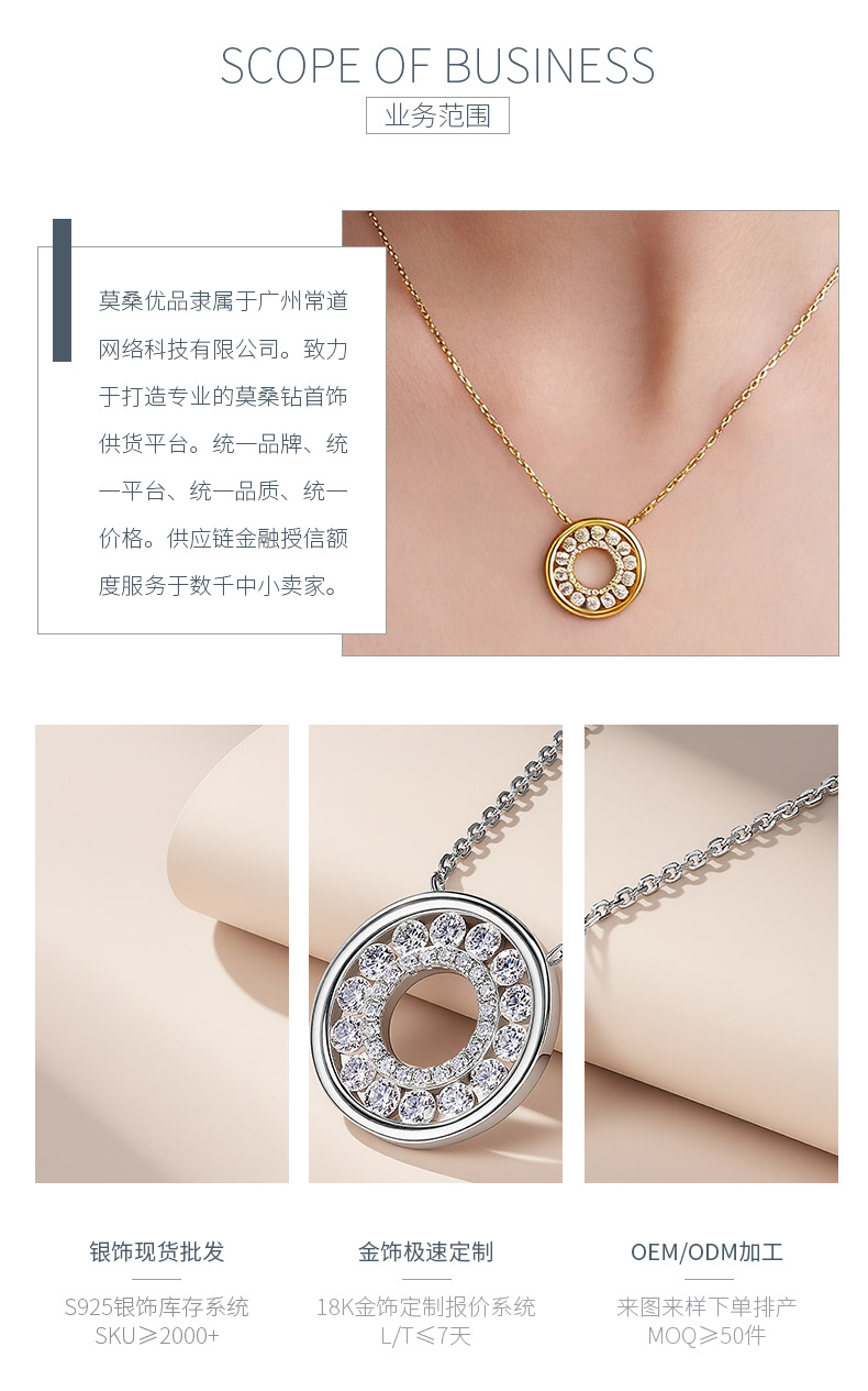 SN0221202款S925银镀18K金莫桑钻圆满项链1.03ct - 3