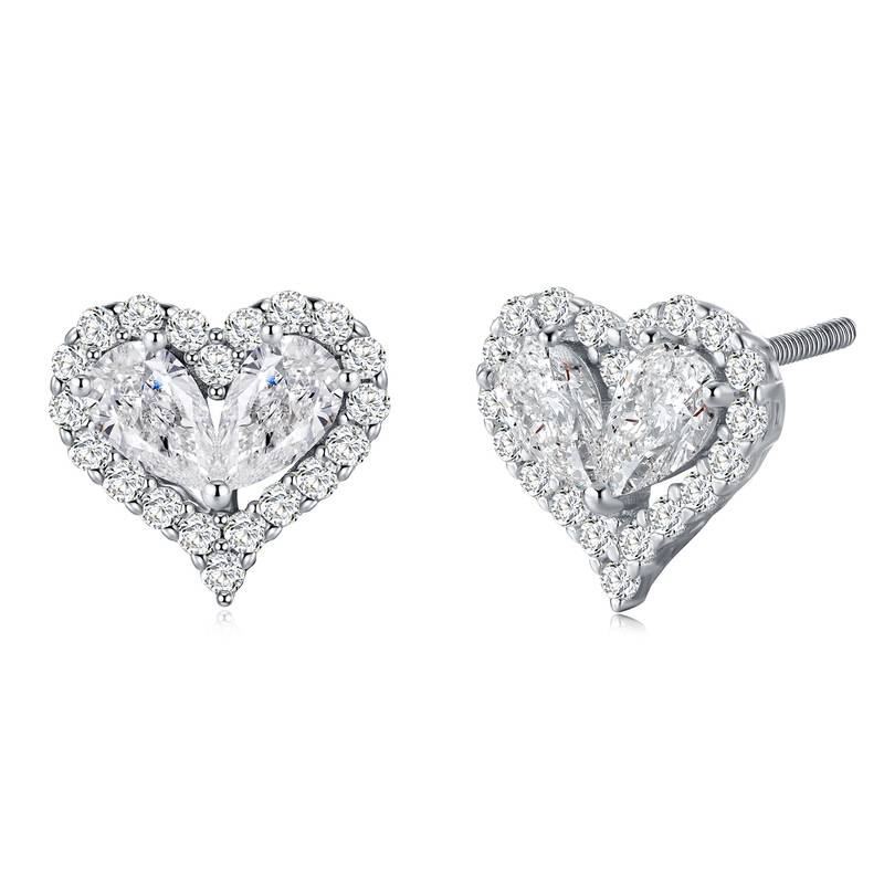 SE0692201款S925银镀18K金Moissanite相爱相伴Stud Earring1.7ct
