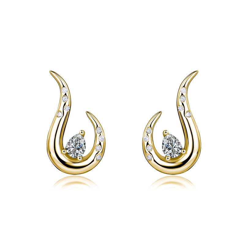 SE0722804款S925银镀18K金莫桑钻个性耳钉0.7ct