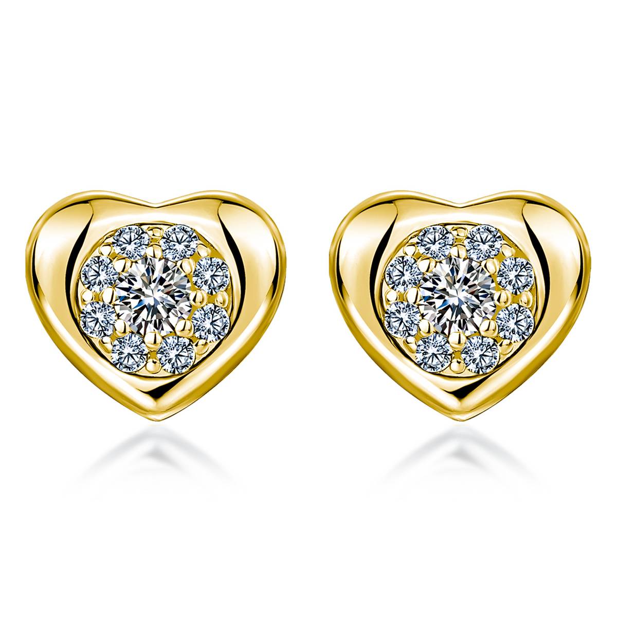 SE0737204款S925银镀18K金莫桑钻心形耳钉0.44ct