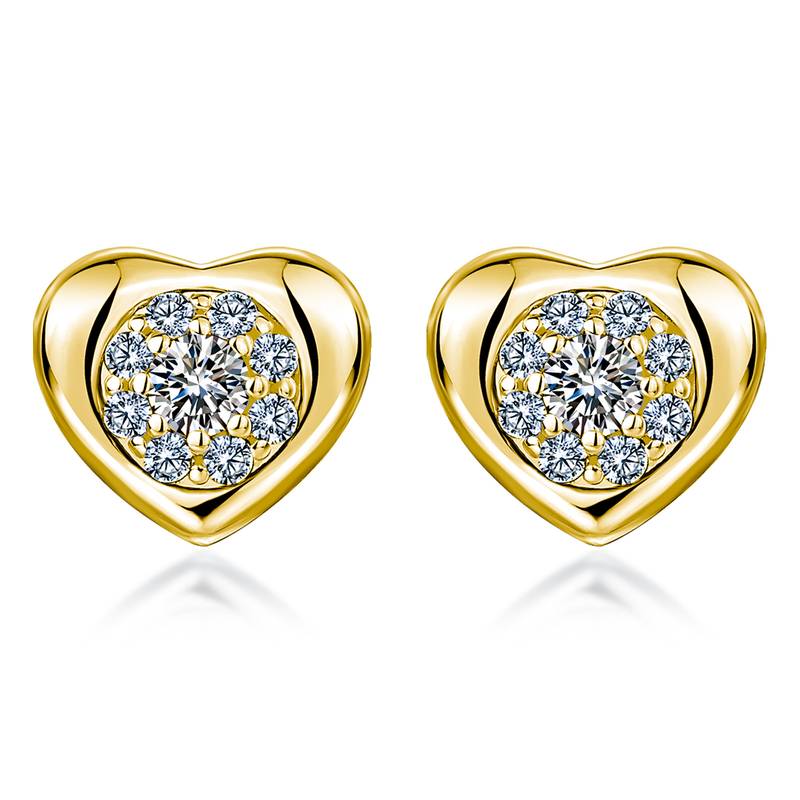SE0737204款S925银镀18K金莫桑钻心形耳钉0.44ct