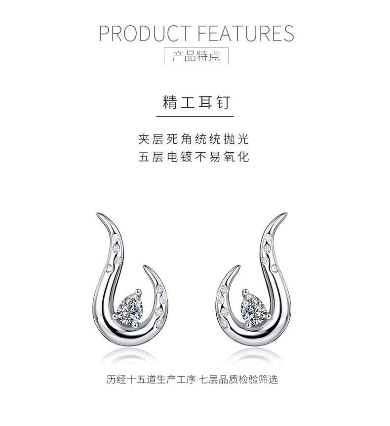 SE0722804款S925银镀18K金莫桑钻个性耳钉0.7ct - 5