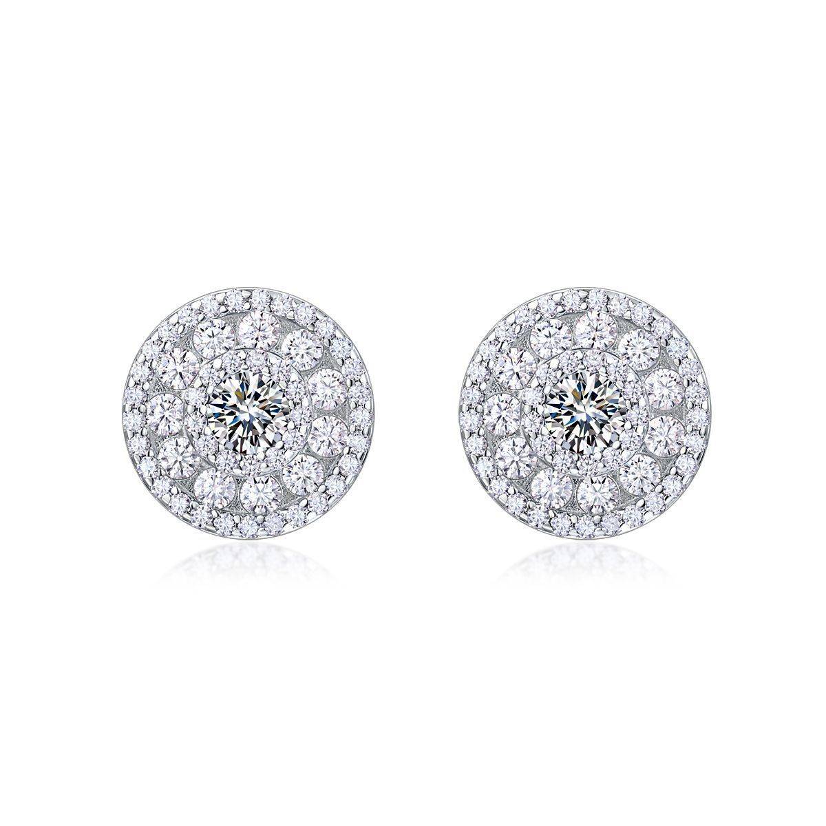 SE0754505款S925银镀18K金MoissaniteExquisite圆形Stud Earring2.64ct