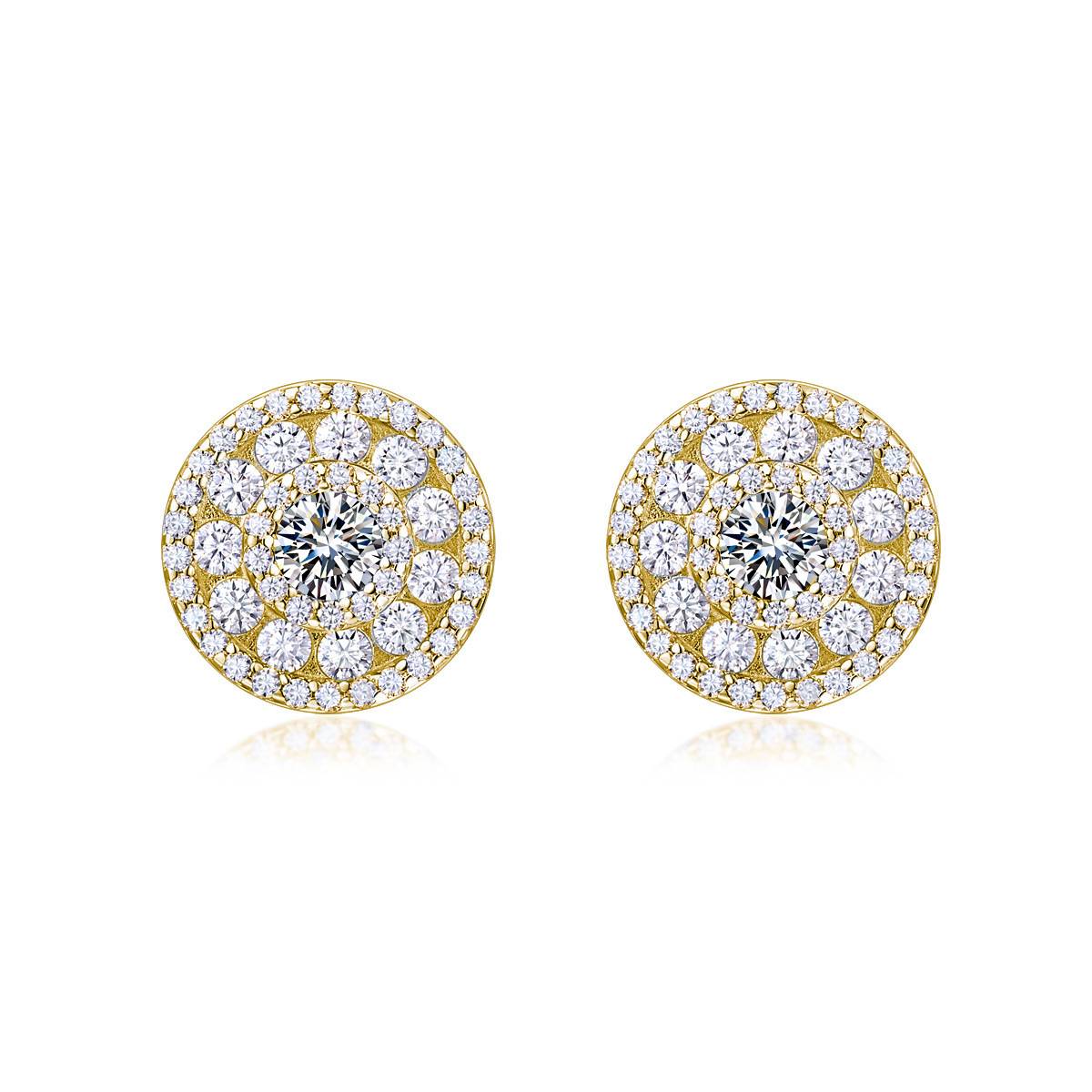 SE0754505款S925银镀18K金MoissaniteExquisite圆形Stud Earring2.64ct