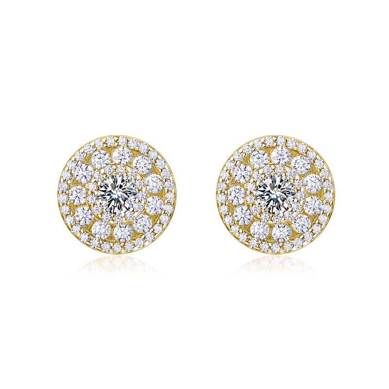 SE0754505款S925银镀18K金MoissaniteExquisite圆形Stud Earring2.64ct