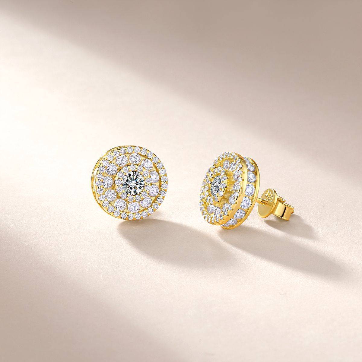 SE0754505款S925银镀18K金MoissaniteExquisite圆形Stud Earring2.64ct