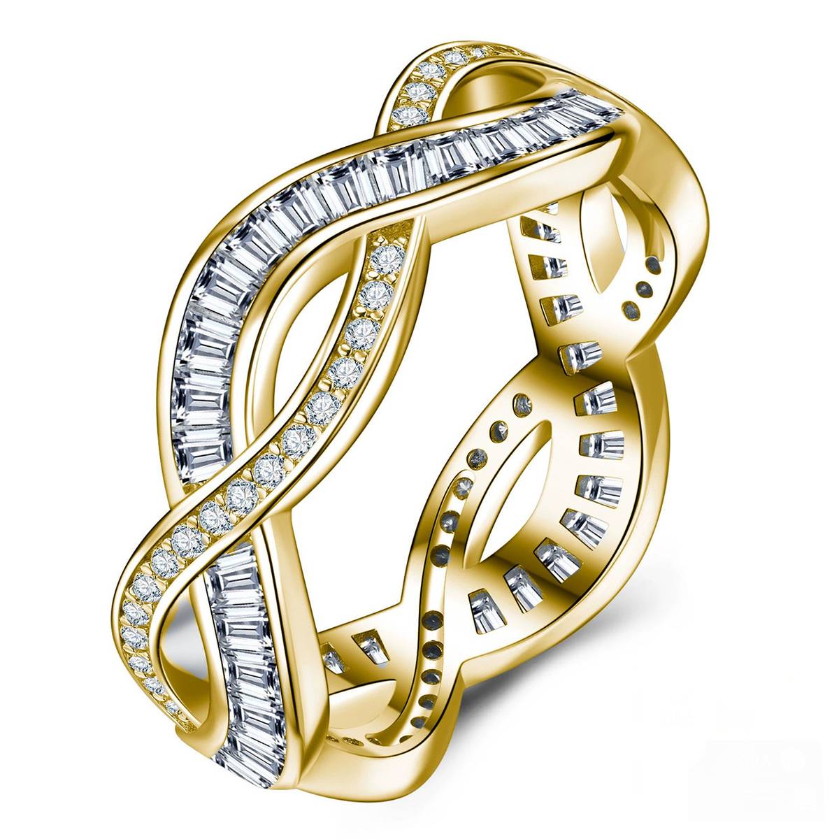 SR0655503款S925银镀18K金莫桑钻无限循环的爱戒指1.2ct