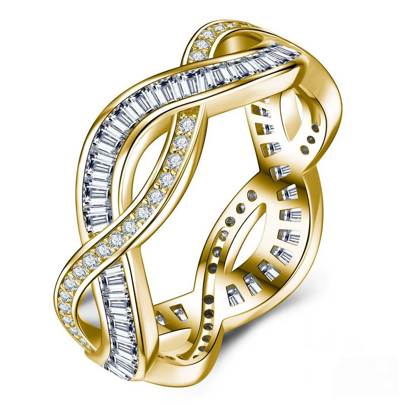SR0655503款S925银镀18K金莫桑钻无限循环的爱戒指1.2ct