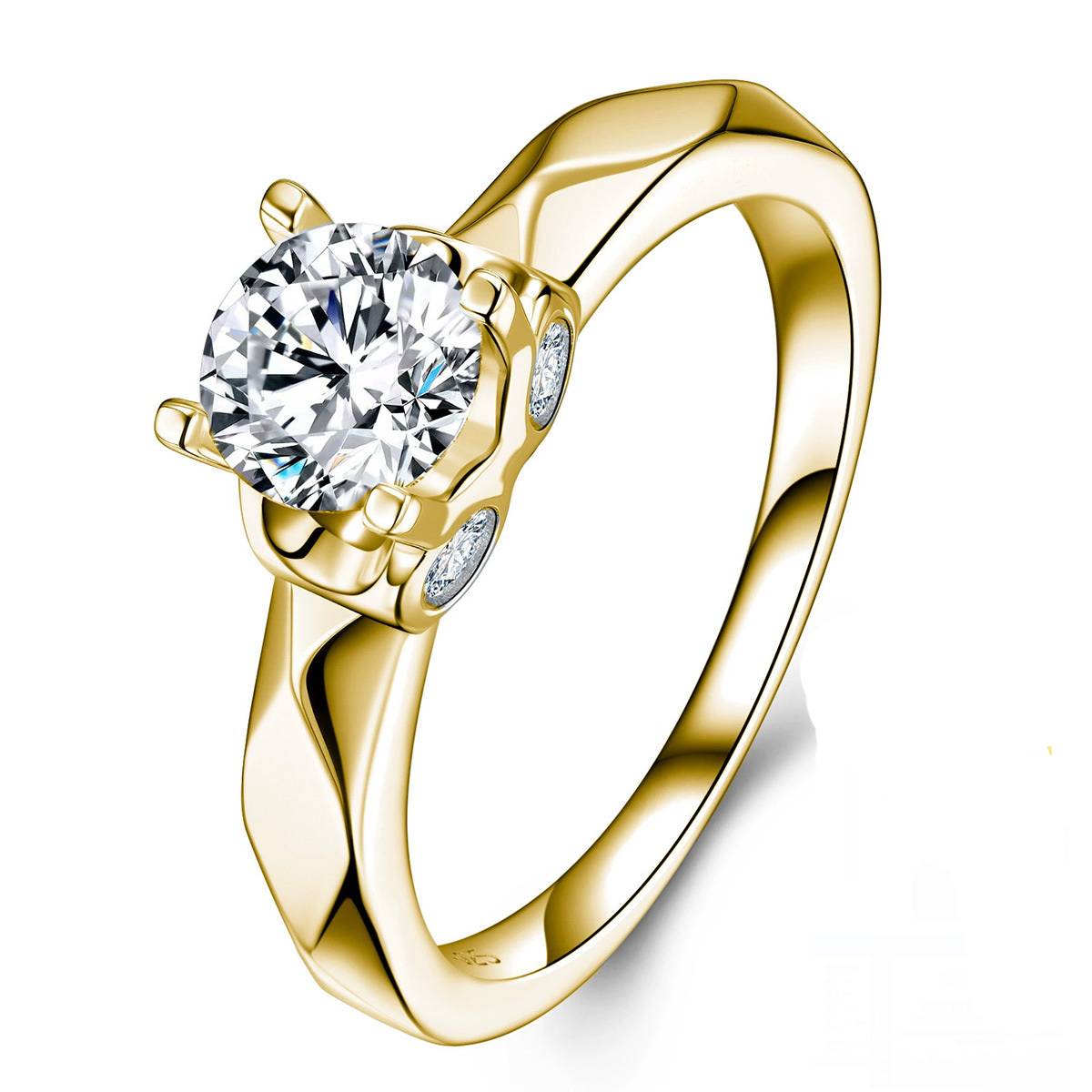 SR0654102款S925银镀18K金莫桑钻时尚女戒指1.1ct